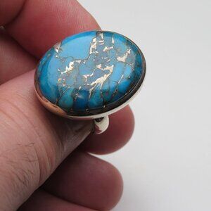 *925 Sterling Silver copper Turquoise Ring
